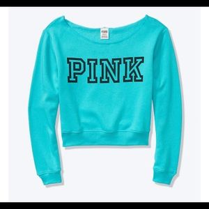 VS Pink Turquoise Off the Shoulder Crop Top M